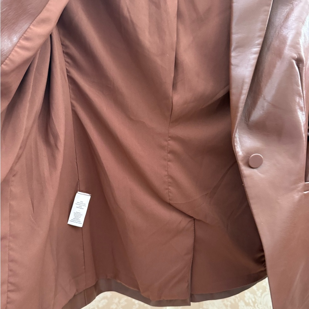Cinq à Sept chocolate brown Vegan Leather Blazer - Picture 10 of 12